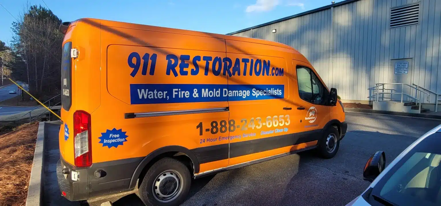 Restoration van wrap, 911 Restoration, Atlanta, GA, by High Stakes Creative, metro Atlanta
