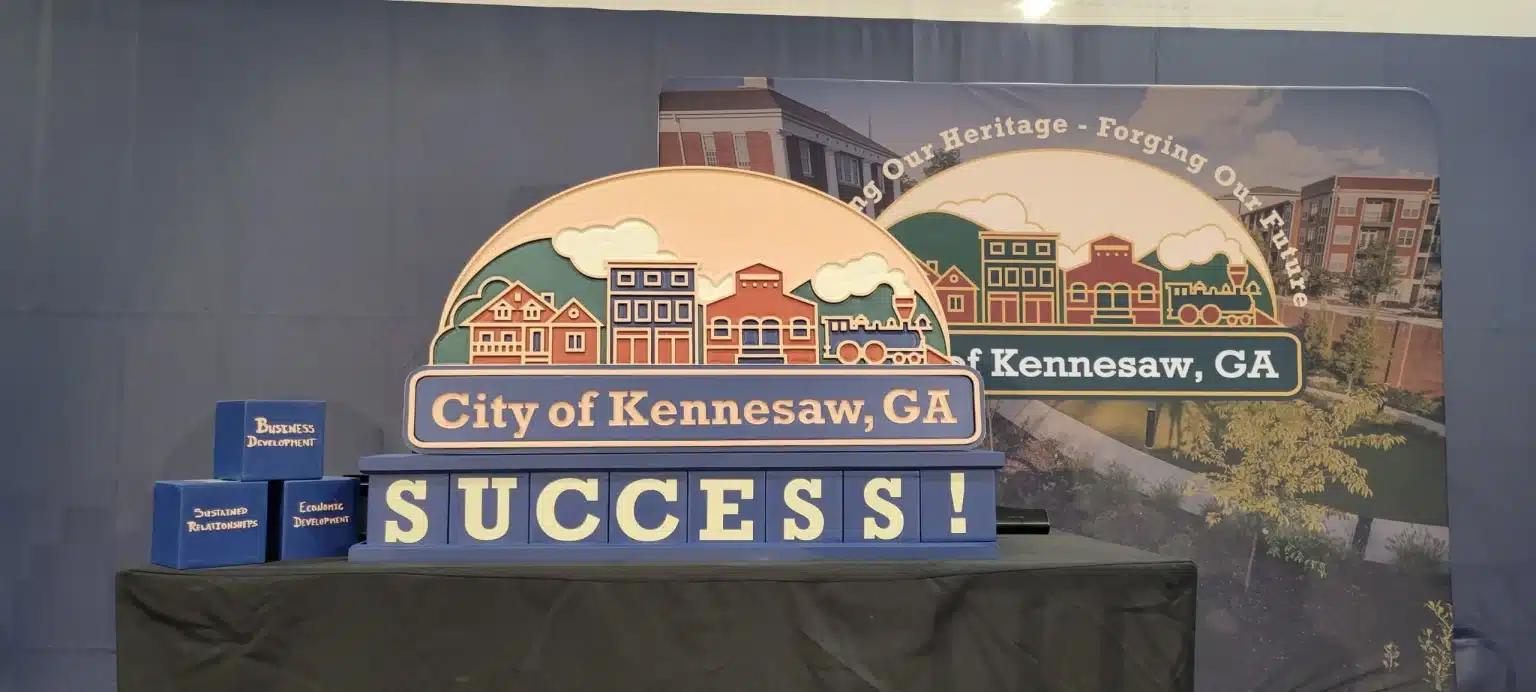 Event backdrop display, City of Kennesaw, by High Stakes Creative