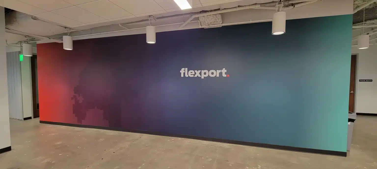 Gradient branded feature wall, Flexport, Atlanta, GA, by High Stakes Creative, serving Decatur, GA