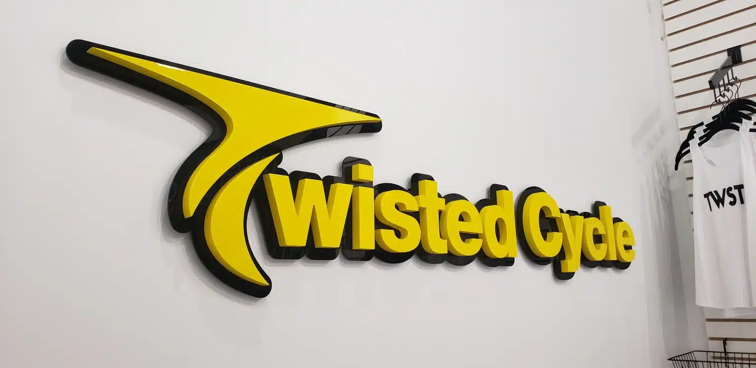 Dimensional logo sign, Twisted Cycle, Milton, GA, by High Stakes Creative, metro Atlanta