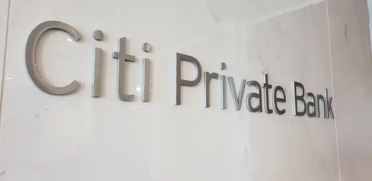 Dimensional lobby lettering for Citi Private Bank in Atlanta, GA, by High Stakes Creative