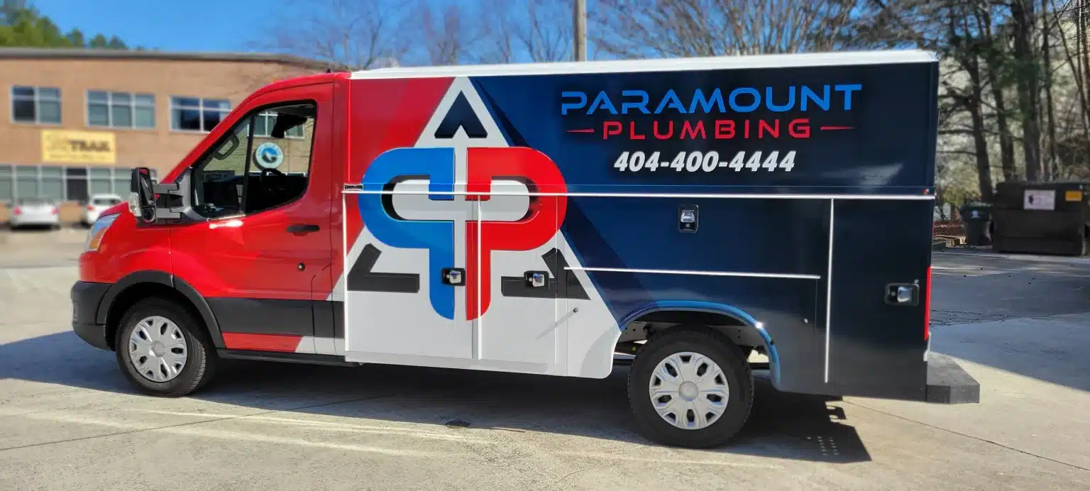 Plumbing van wraps, Paramount Plumbing, Buford, GA, by High Stakes Creative