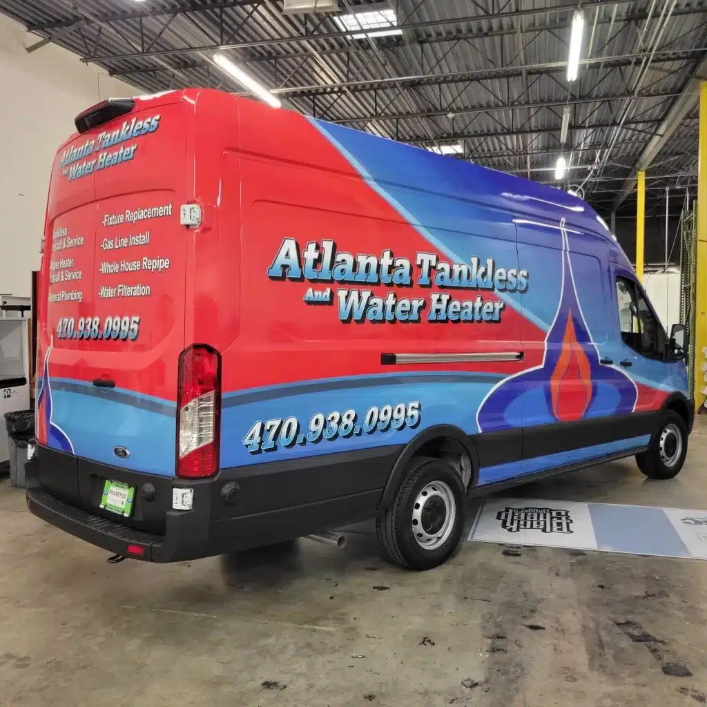 Full van wraps, Atlanta Tankless Water Heater, Kennesaw, GA, by High Stakes Creative
