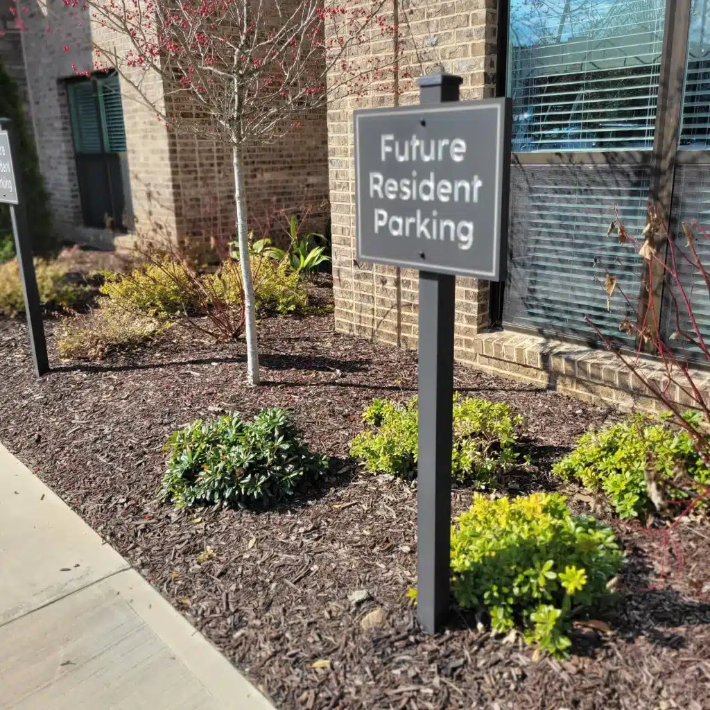 Parking directional sign, by High Stakes Creative