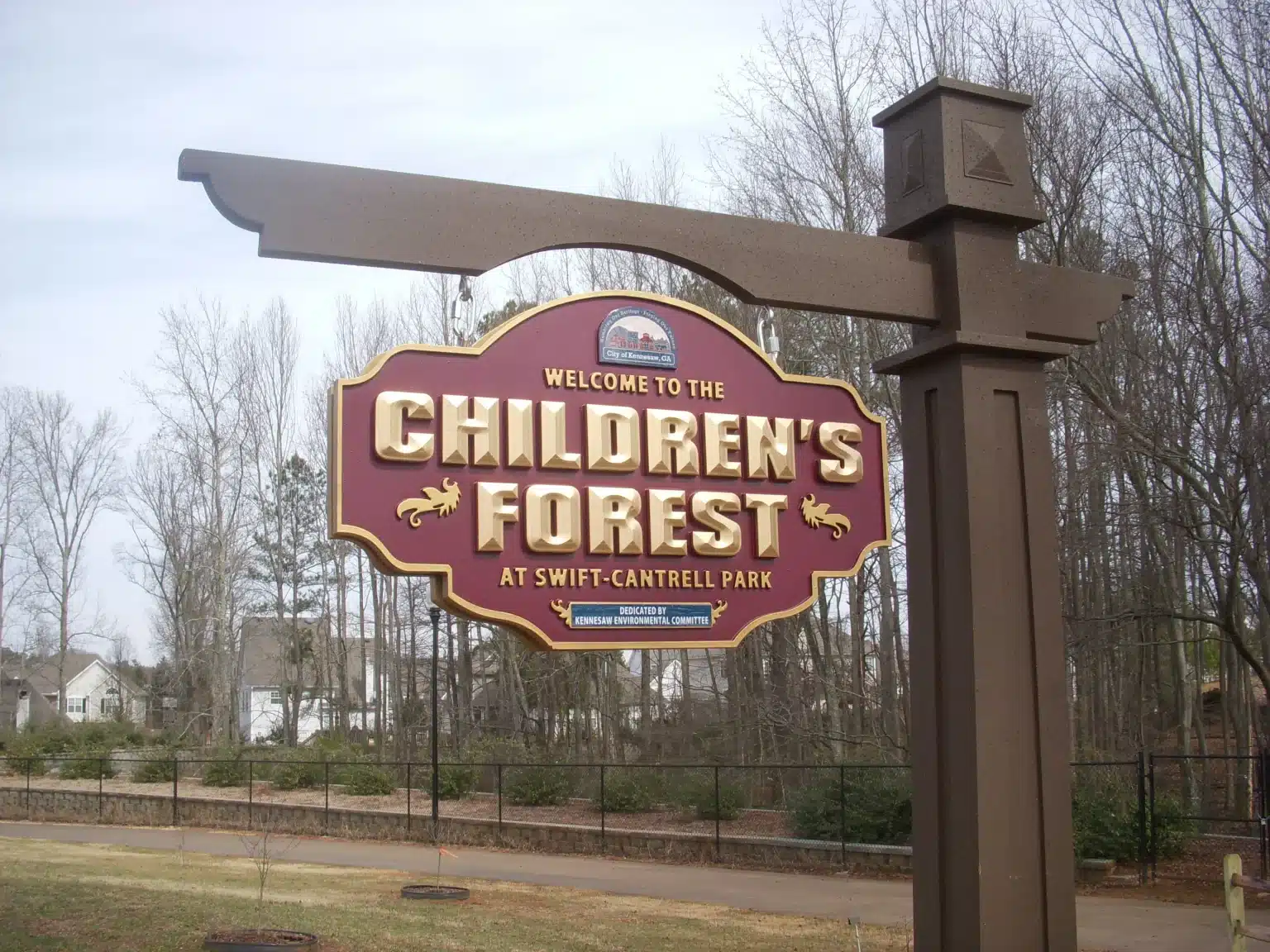 Children's Forest park entrance sign, City of Kennesaw, by High Stakes Creative