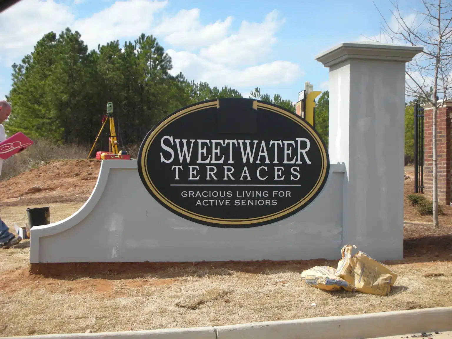 Senior living entrance monument sign, Sweetwater Terraces, Duluth, GA, by High Stakes Creative