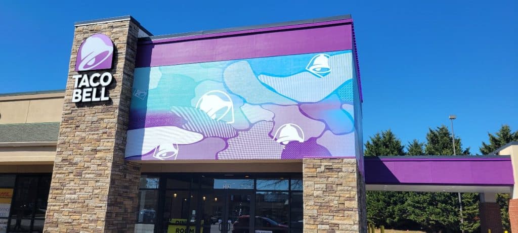 Taco Bell exterior facade graphic, Taco Bell, by High Stakes Creative