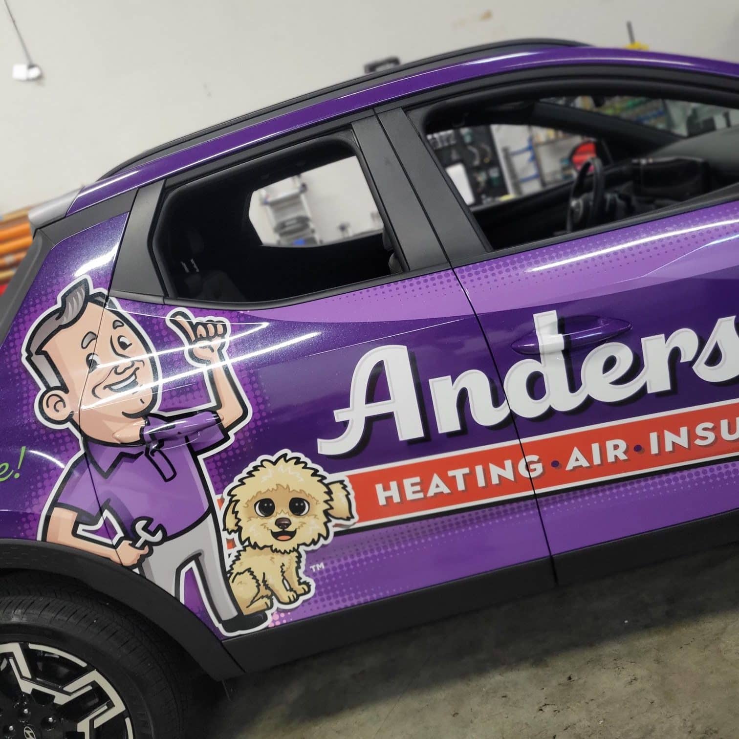 Wrap logo detail, Anderson Heating Air Insulation, Calhoun, GA, by High Stakes Creative
