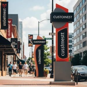 Custom monument sign in an urban Atlanta setting, enhancing business visibility