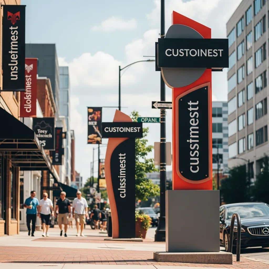 Custom monument sign in an urban Atlanta setting, enhancing business visibility