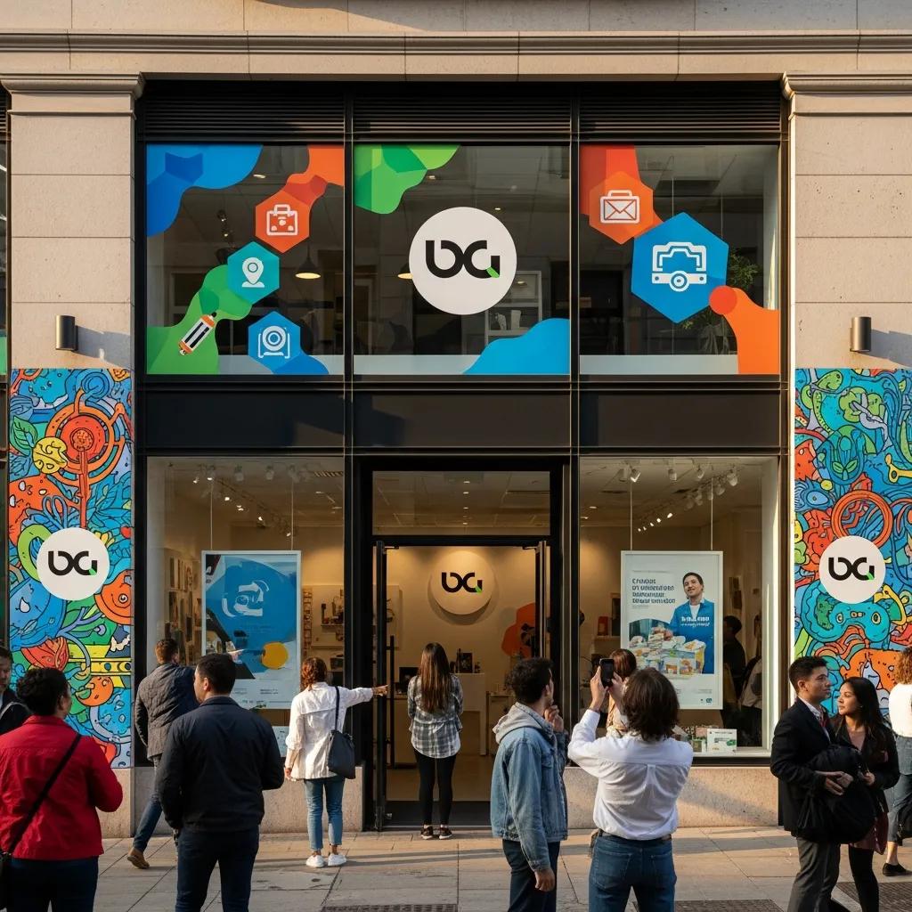 Custom window and wall graphics enhancing business visibility and branding