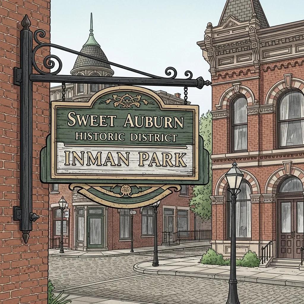 Historic district sign in Atlanta demonstrating design considerations for compliance