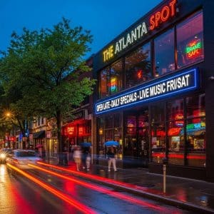 Illuminated channel letters and LED signage on a storefront in Atlanta, enhancing business visibility