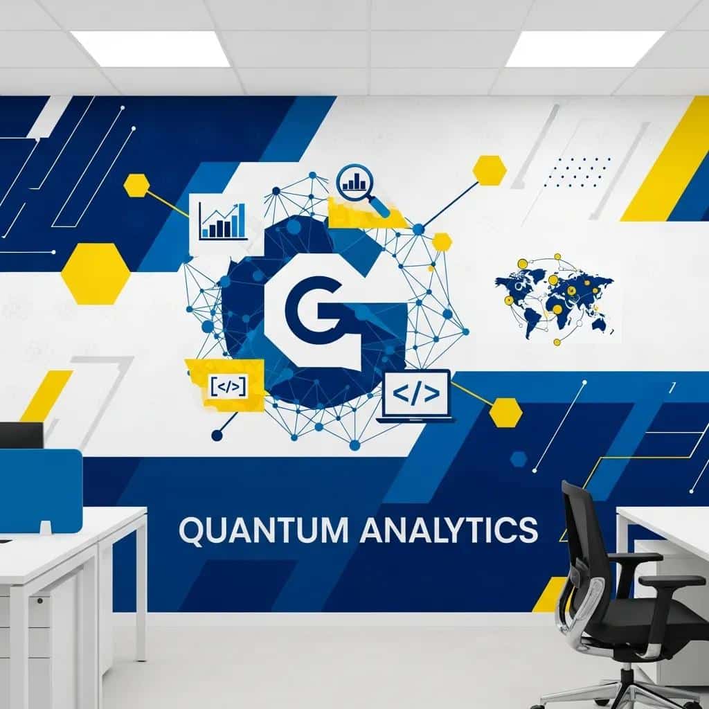 Office wall with effective graphics reflecting brand identity