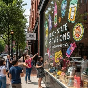 Vibrant storefront in Atlanta featuring cut vinyl graphics that enhance brand visibility