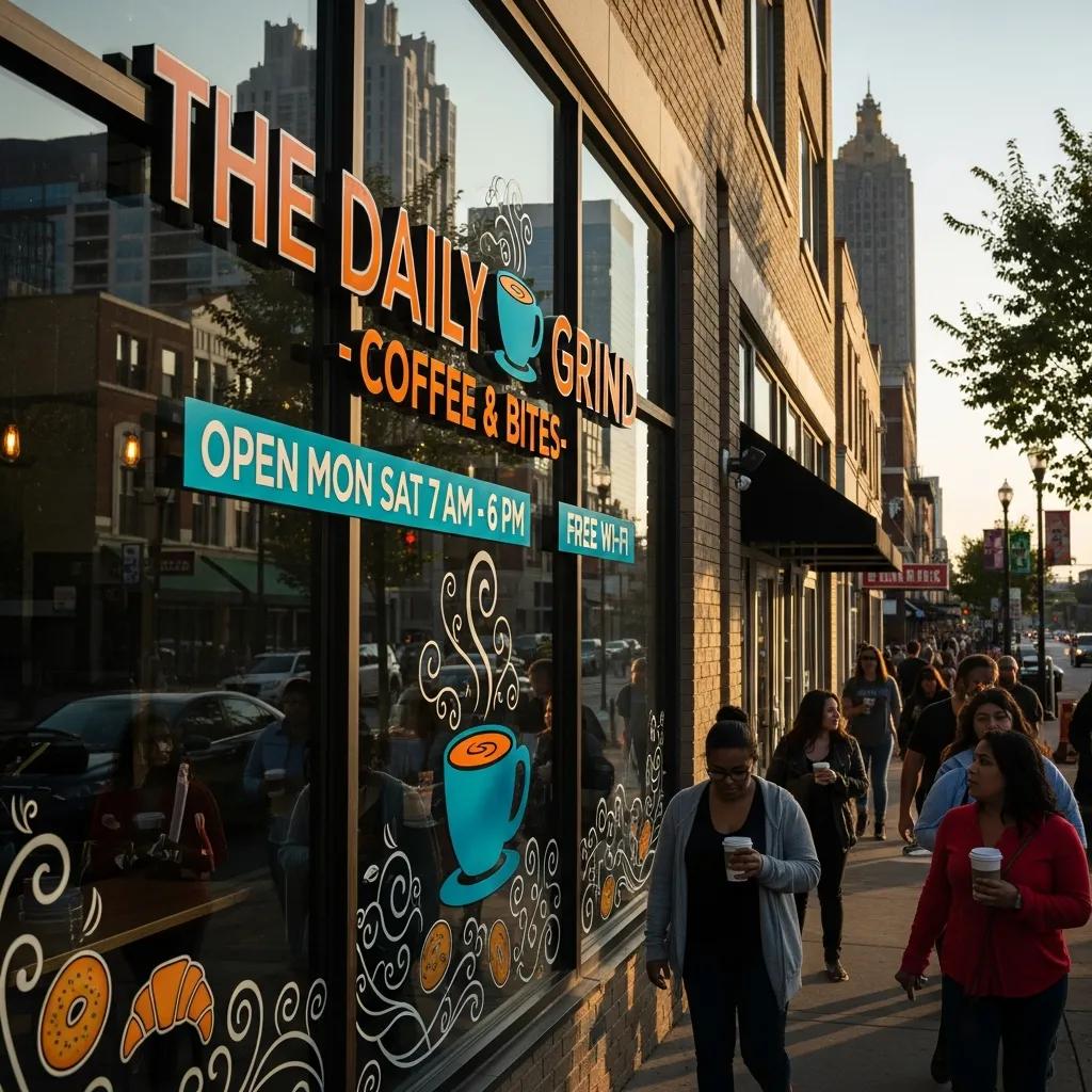 Vibrant storefront in Atlanta featuring eye-catching cut vinyl lettering and decals