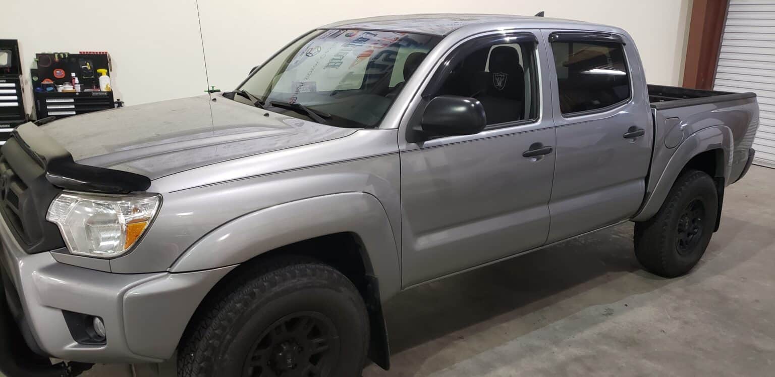 Toyota Tacoma before its matte color-change wrap, by High Stakes Creative