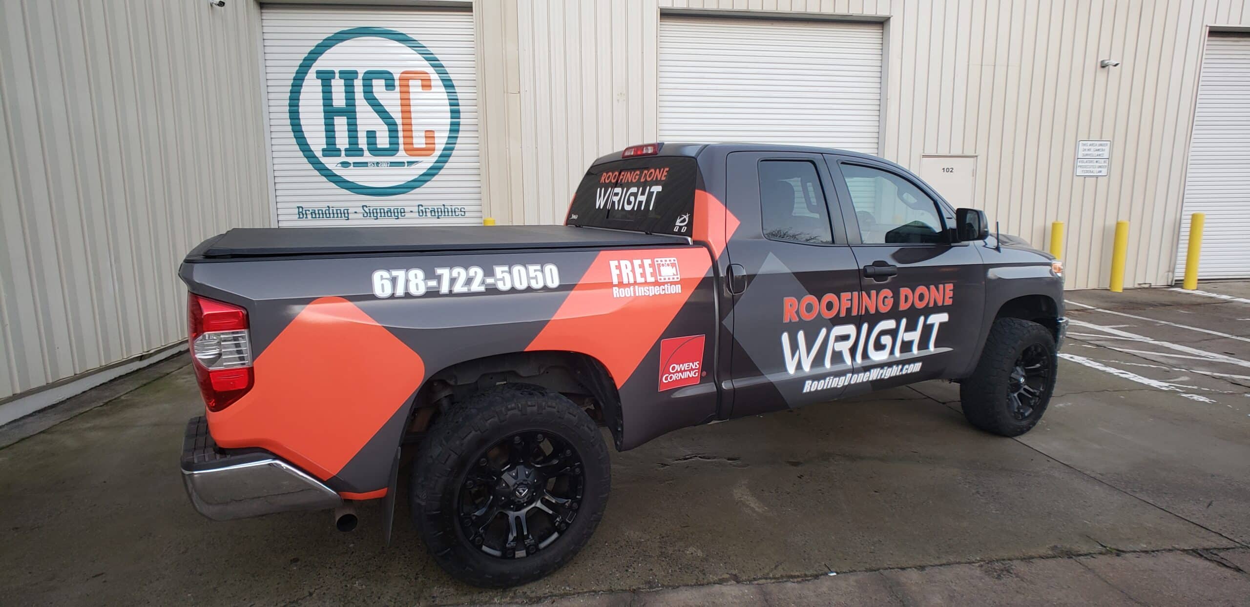Roofing truck wrap, Roofing Done Wright, Atlanta, GA, by High Stakes Creative
