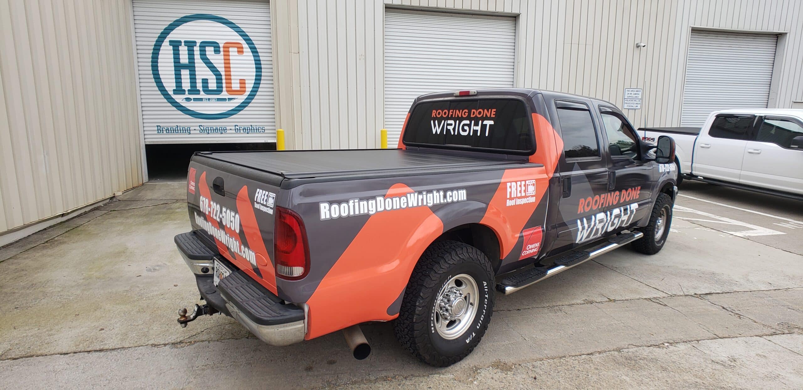 Roofing fleet truck wrap, Roofing Done Wright, Atlanta, GA, by High Stakes Creative