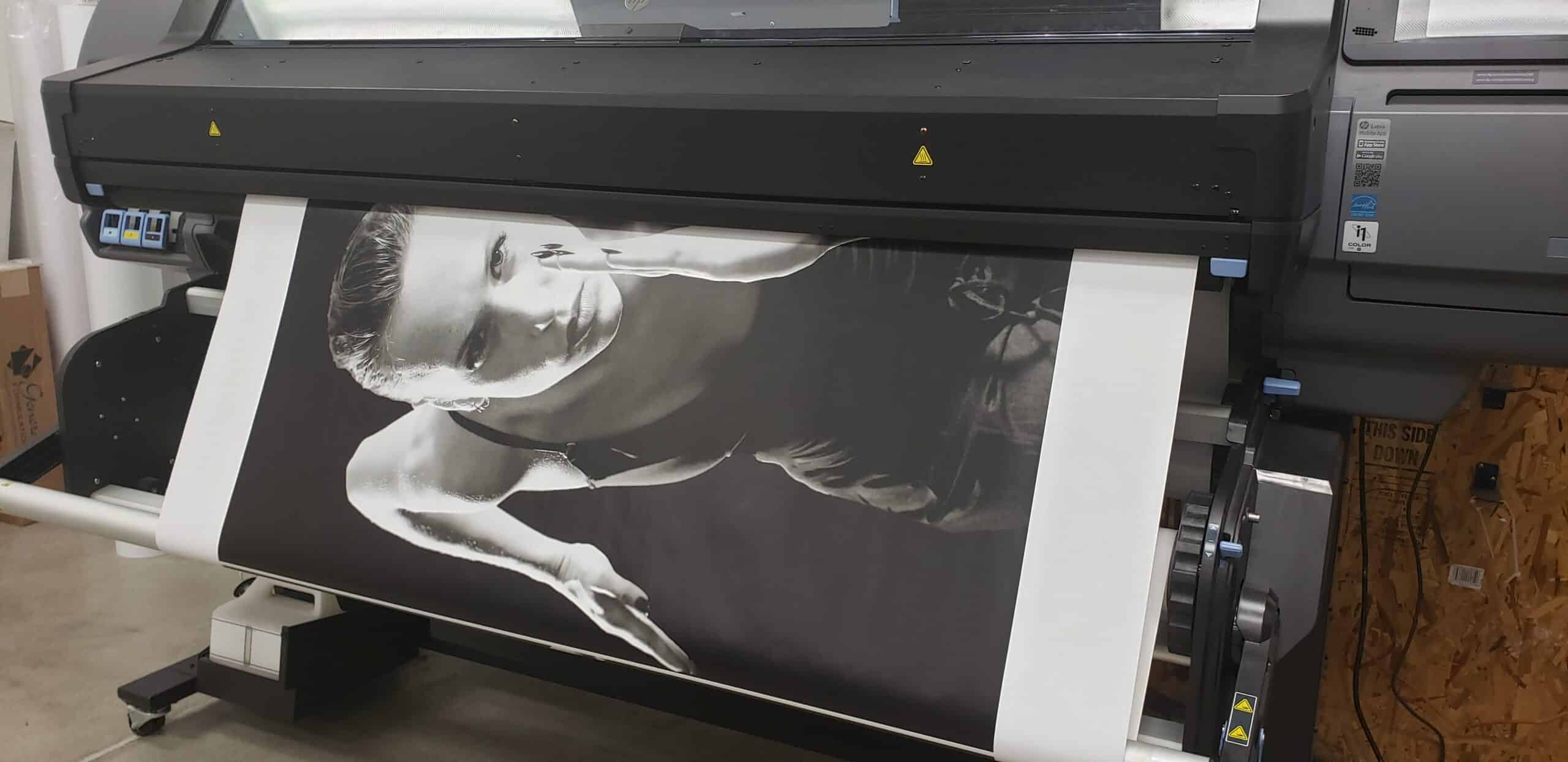 Printing the athlete murals in our Kennesaw shop, Twisted Cycle, Woodstock, GA, by High Stakes Creative