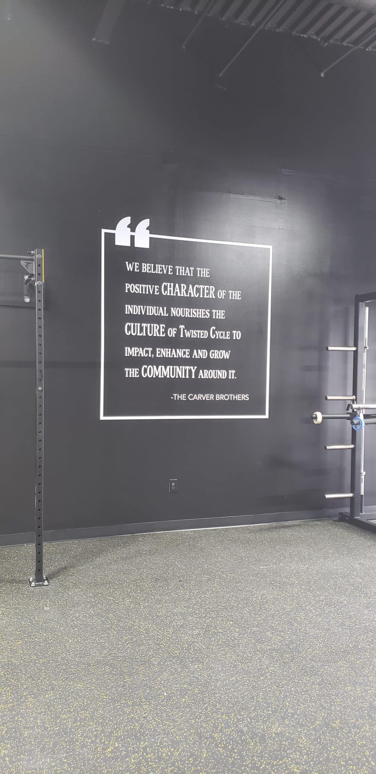 Culture and values wall, Twisted Cycle, Woodstock, GA, by High Stakes Creative