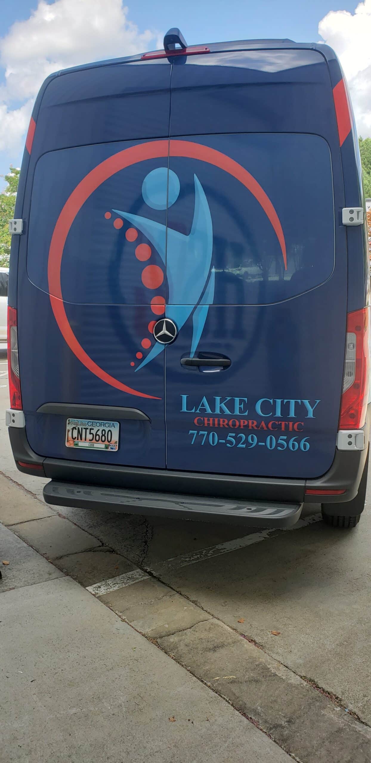 Mobile chiropractic van wrap, Lake City Chiropractic, Acworth, GA, by High Stakes Creative