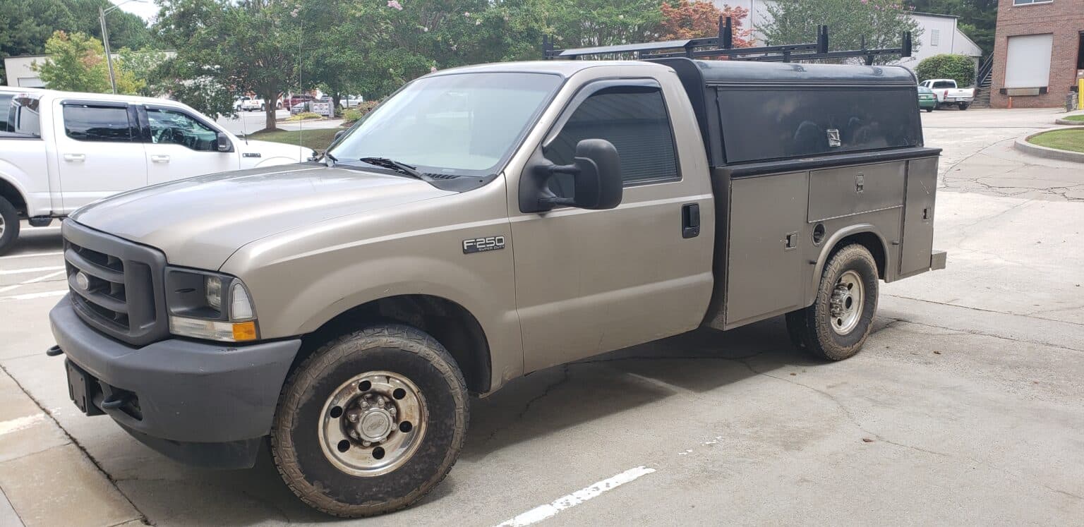 Service truck before its wrap, Top Notch, by High Stakes Creative