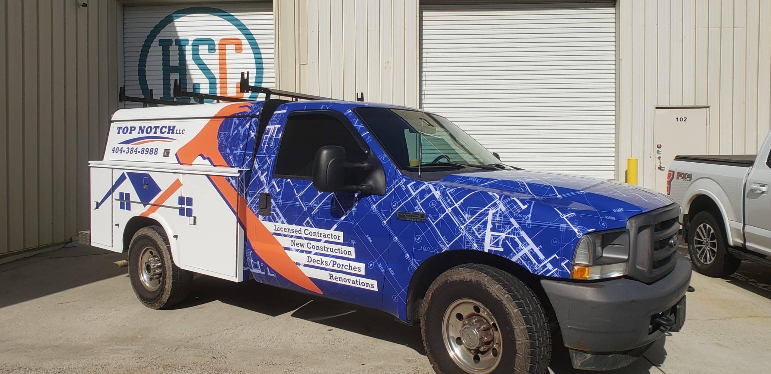 Contractor service truck wrap, Top Notch, by High Stakes Creative