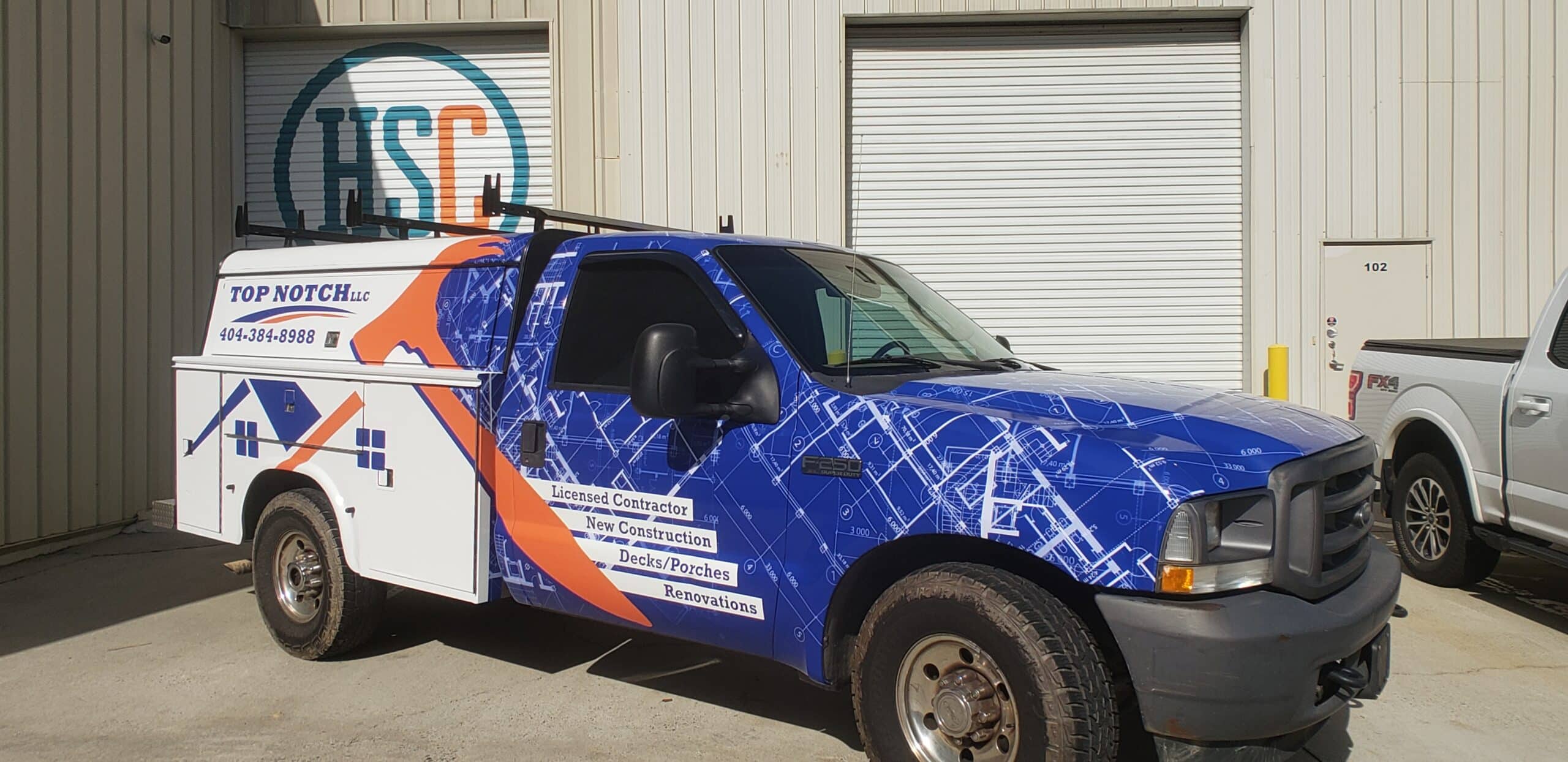 Contractor service truck wrap, Top Notch, by High Stakes Creative