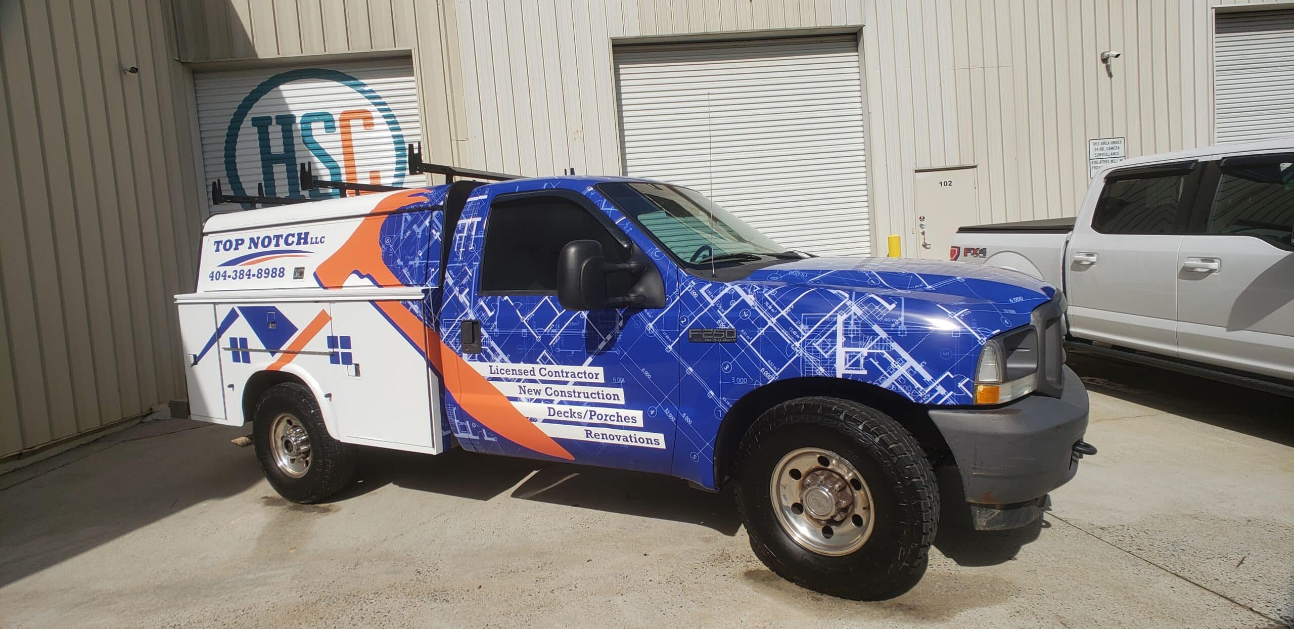 Contractor service truck wrap, Top Notch, by High Stakes Creative