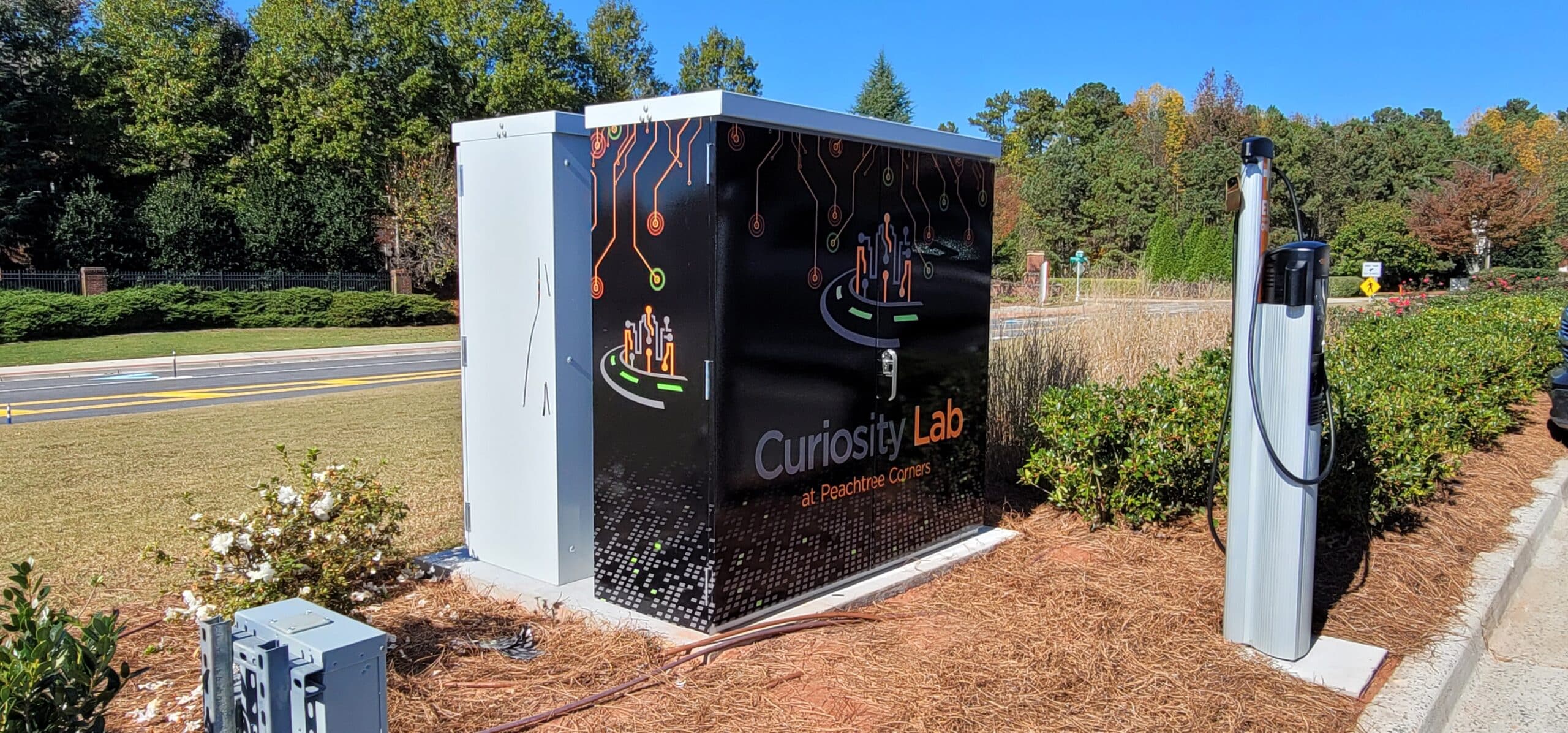 Wrapped utility cabinet art, Curiosity Lab, Peachtree Corners, GA, by High Stakes Creative