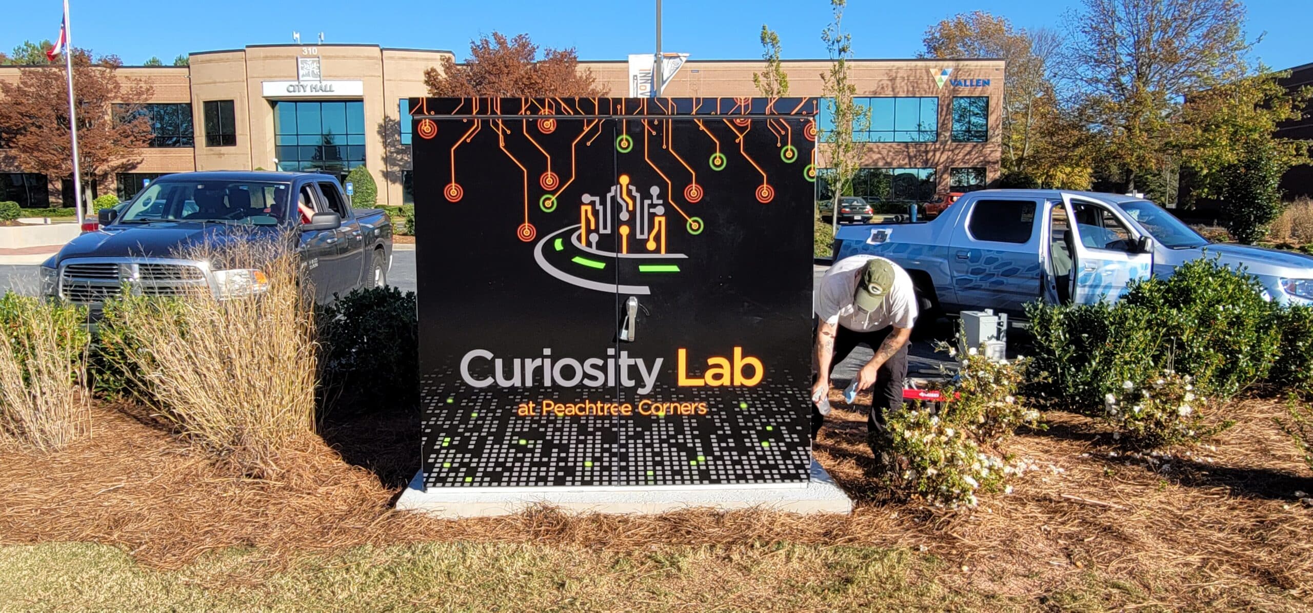 Wrapped utility cabinet art, Curiosity Lab, Peachtree Corners, GA, by High Stakes Creative