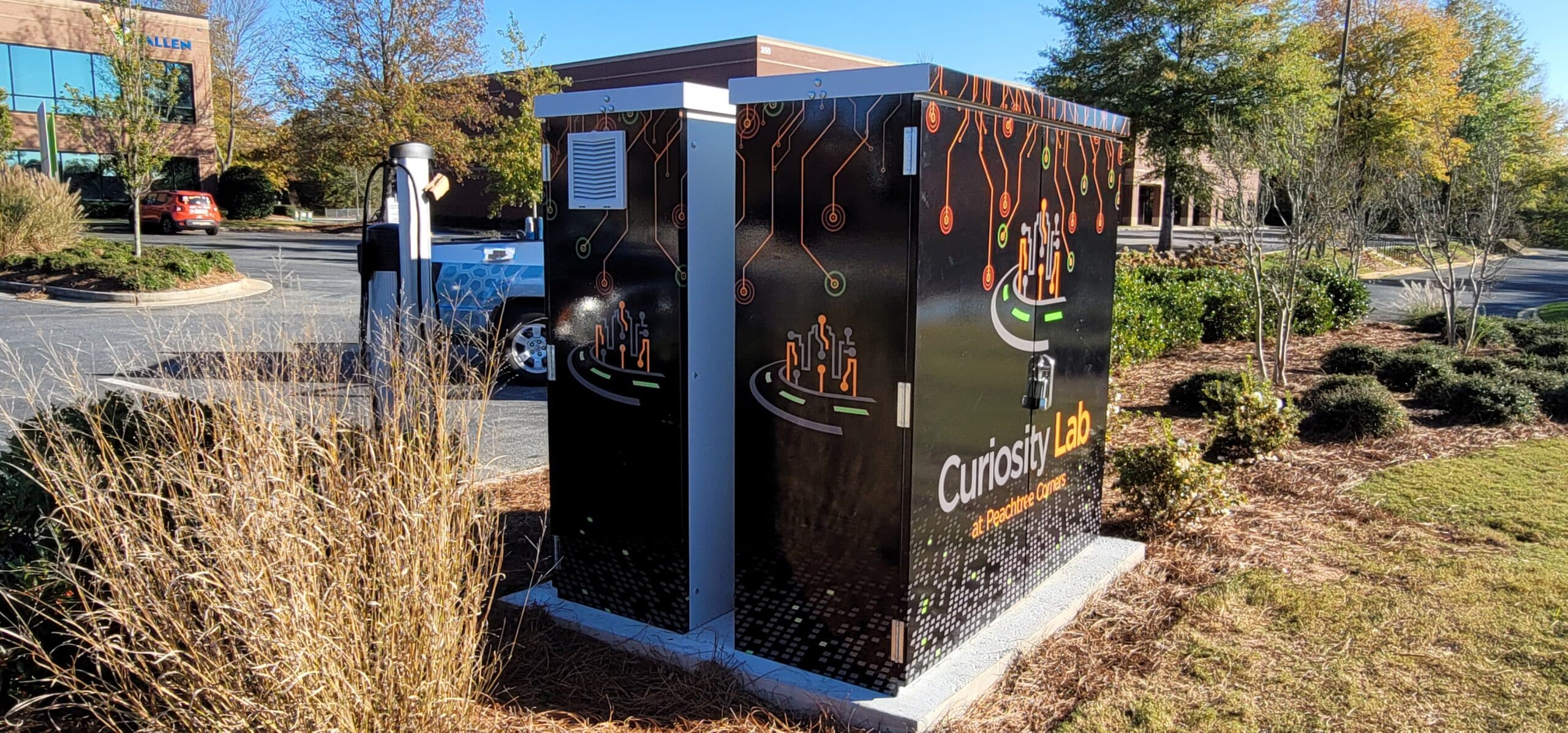 Wrapped utility cabinet art, Curiosity Lab, Peachtree Corners, GA, by High Stakes Creative