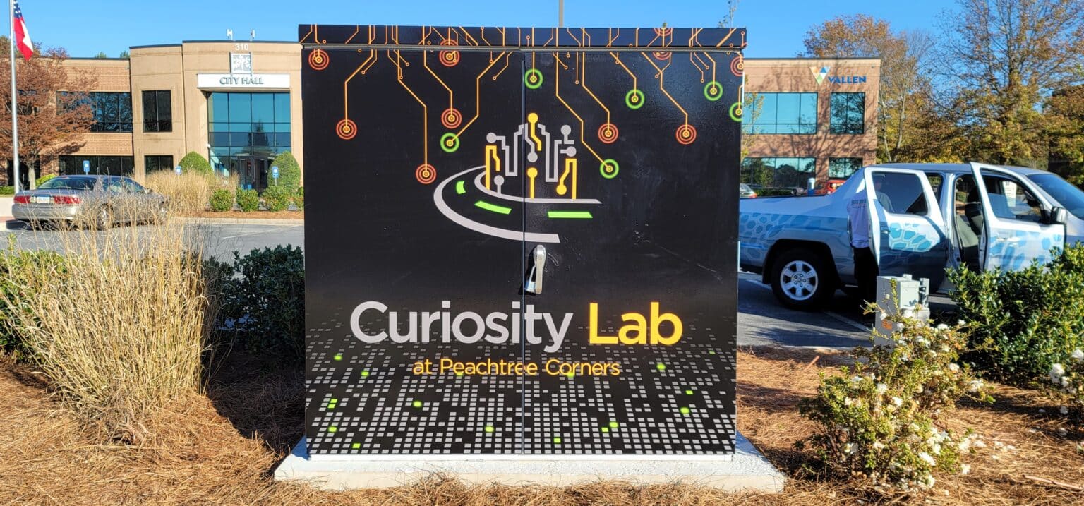 Wrapped utility cabinet art, Curiosity Lab, Peachtree Corners, GA, by High Stakes Creative