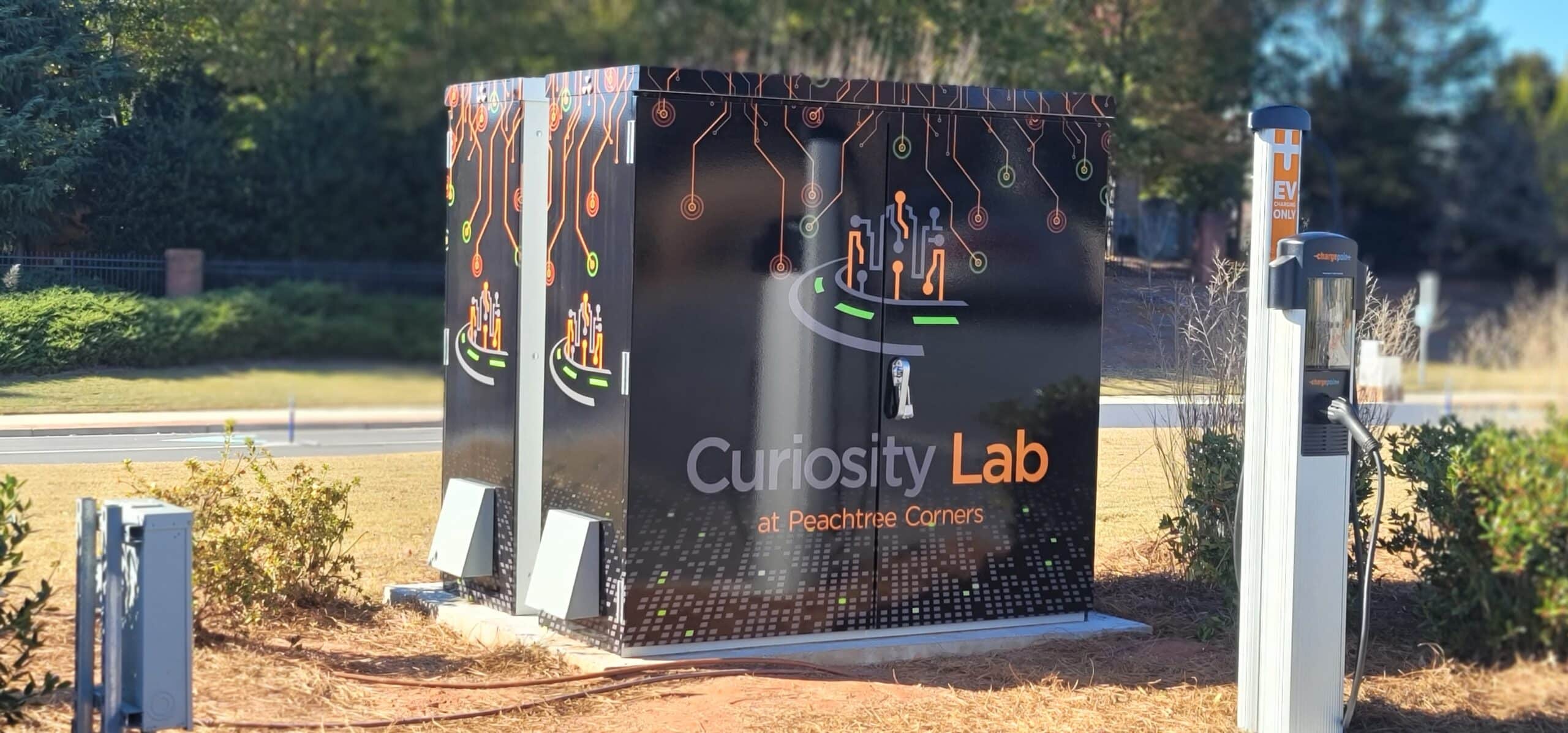 Wrapped utility cabinet art, Curiosity Lab, Peachtree Corners, GA, by High Stakes Creative