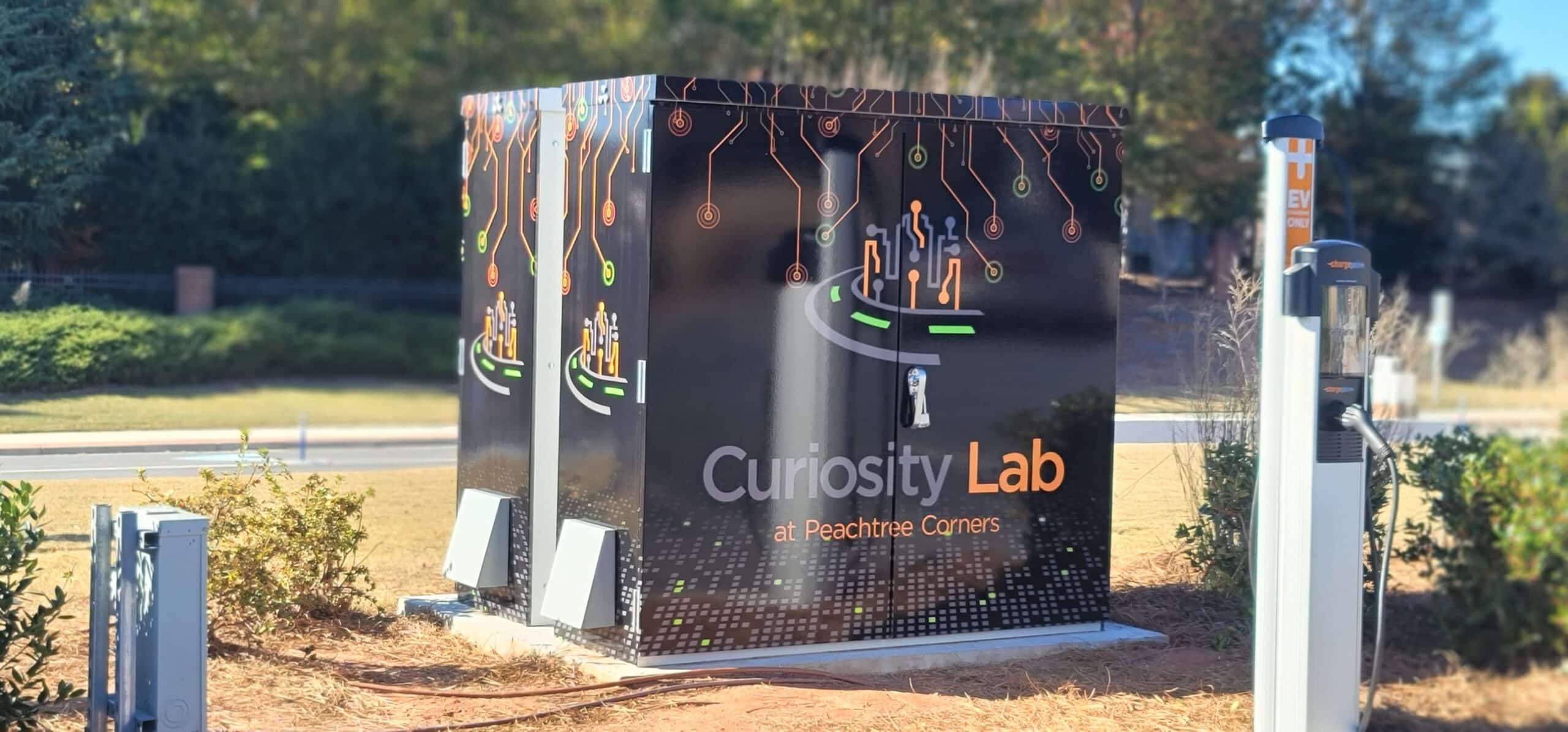 Wrapped utility cabinet art, Curiosity Lab, Peachtree Corners, GA, by High Stakes Creative