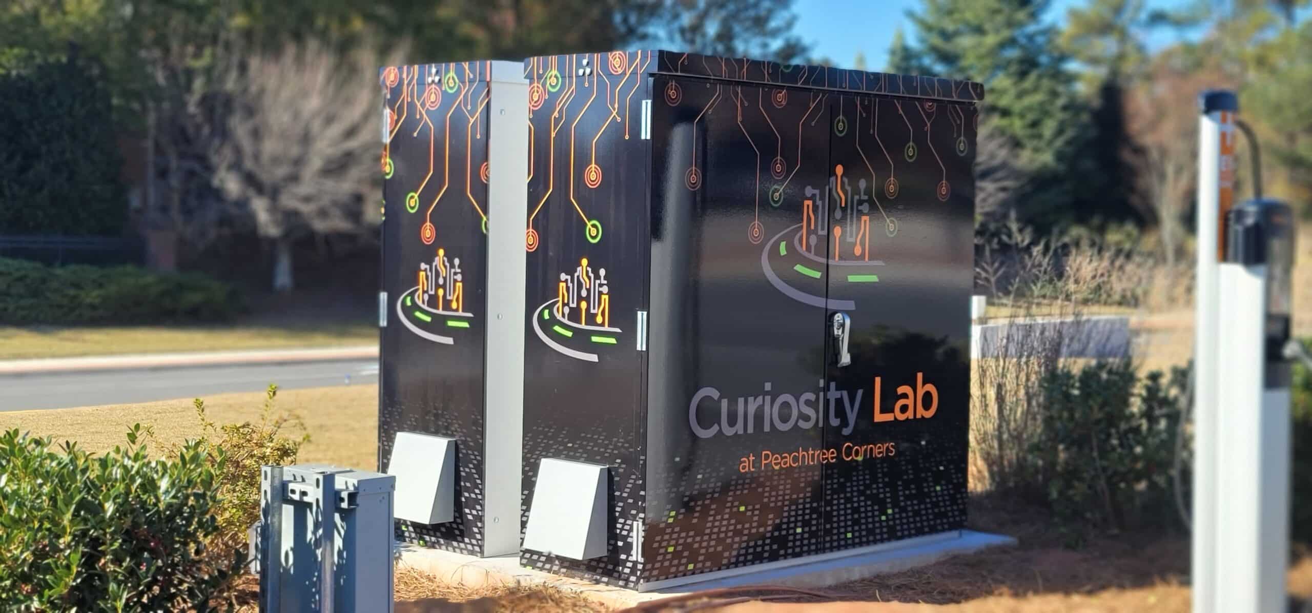 Wrapped utility cabinet art, Curiosity Lab, Peachtree Corners, GA, by High Stakes Creative