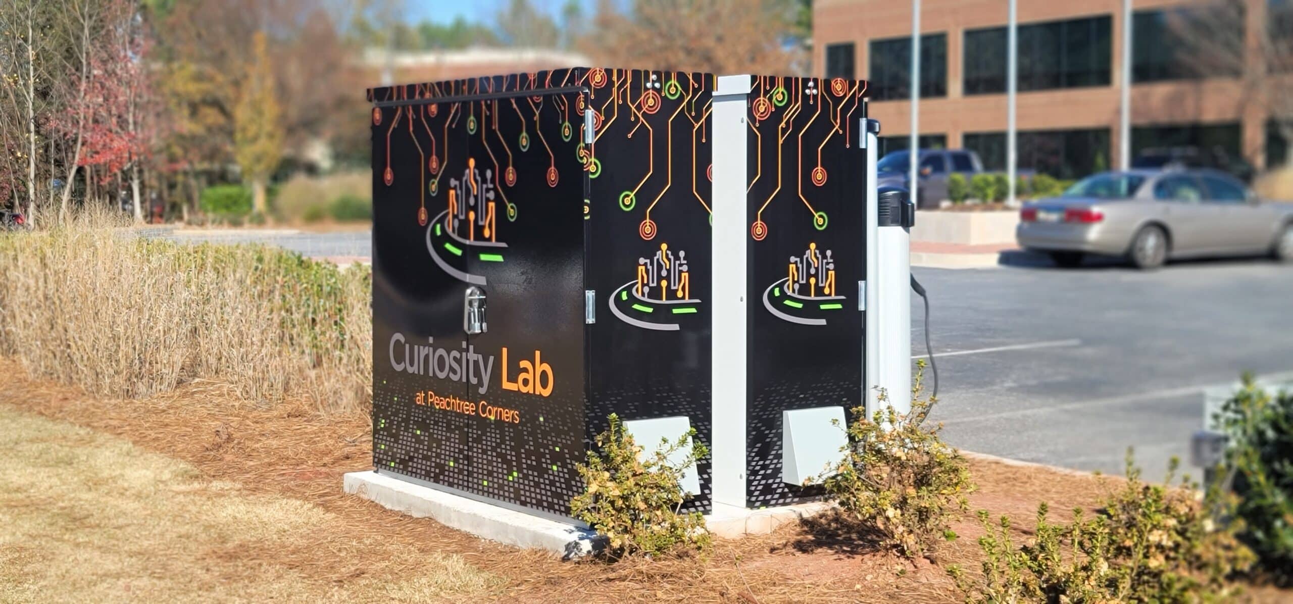 Wrapped utility cabinet art, Curiosity Lab, Peachtree Corners, GA, by High Stakes Creative