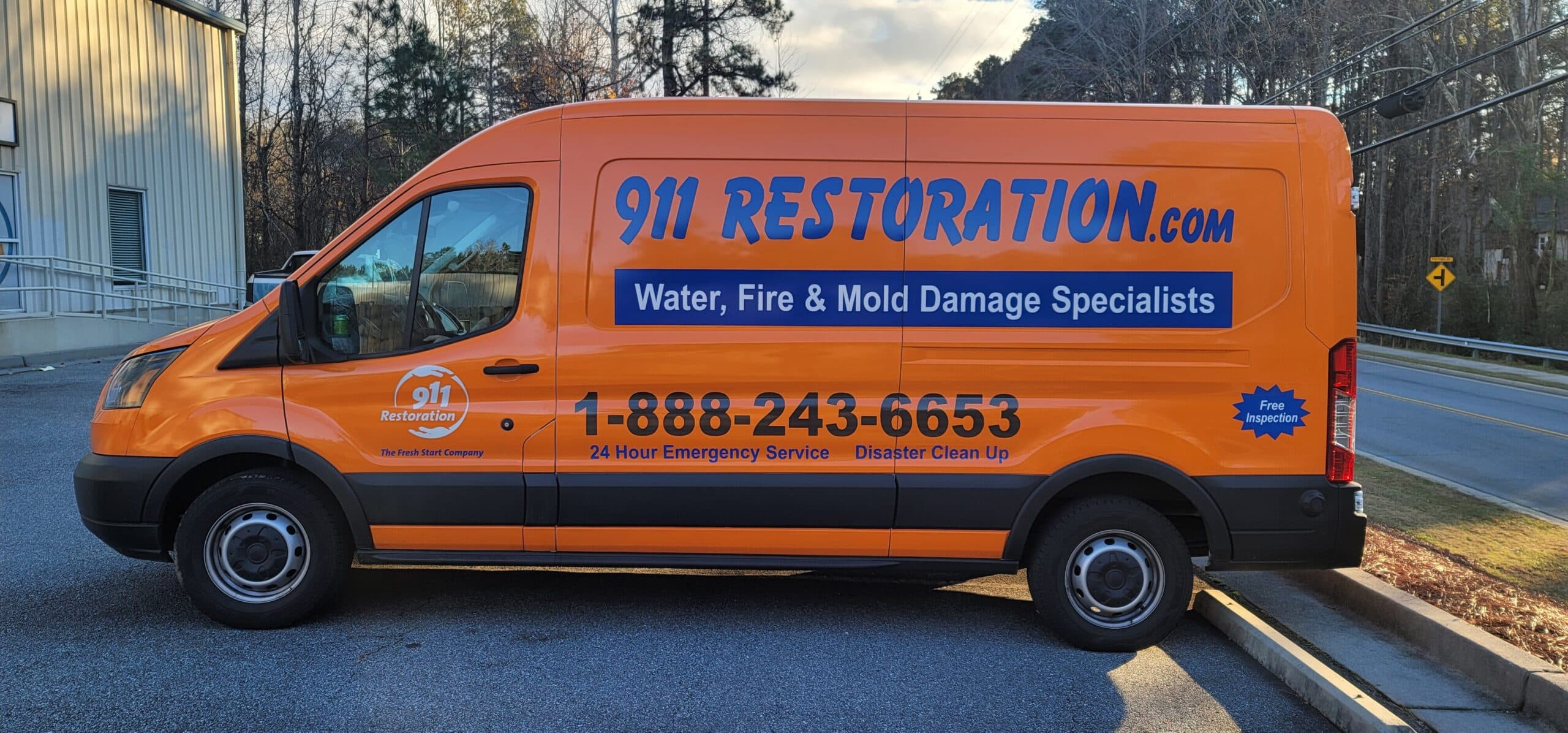 Restoration van wrap, 911 Restoration, Marietta, GA, by High Stakes Creative