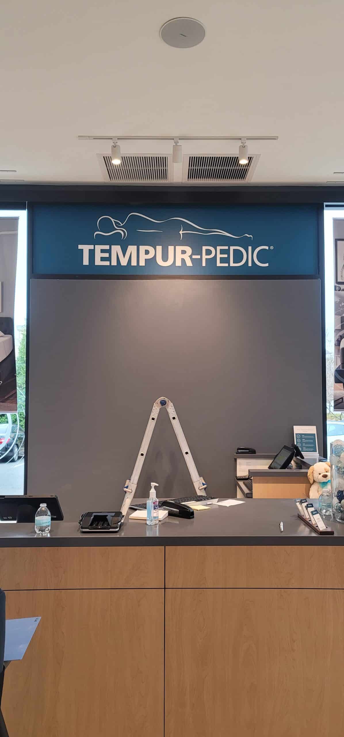 Dimensional wall logo, Tempur-Pedic, by High Stakes Creative