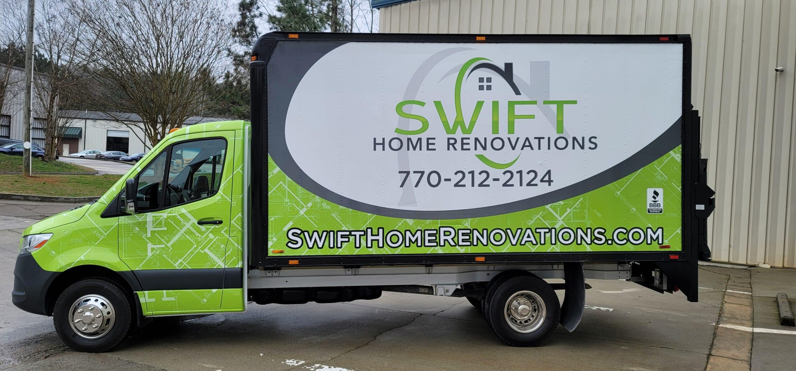 Box truck wrap, Swift Home Renovations, Kennesaw, GA, by High Stakes Creative