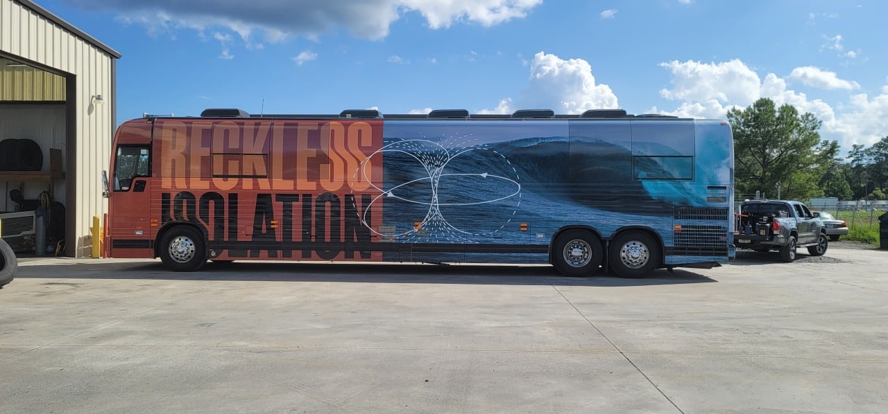 Tour bus wrap, Reckless Isolation, by High Stakes Creative