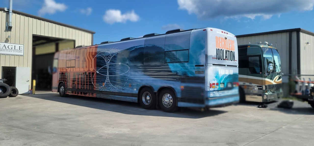 Full tour bus wrap, Reckless Isolation, by High Stakes Creative