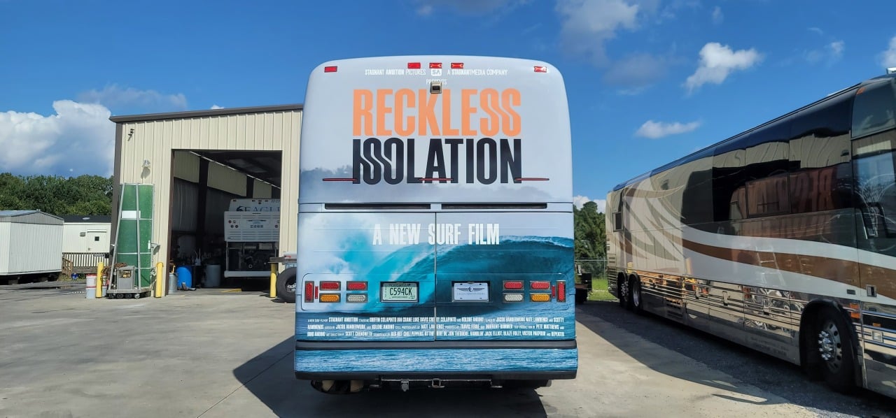 Tour bus wrap, Reckless Isolation, by High Stakes Creative