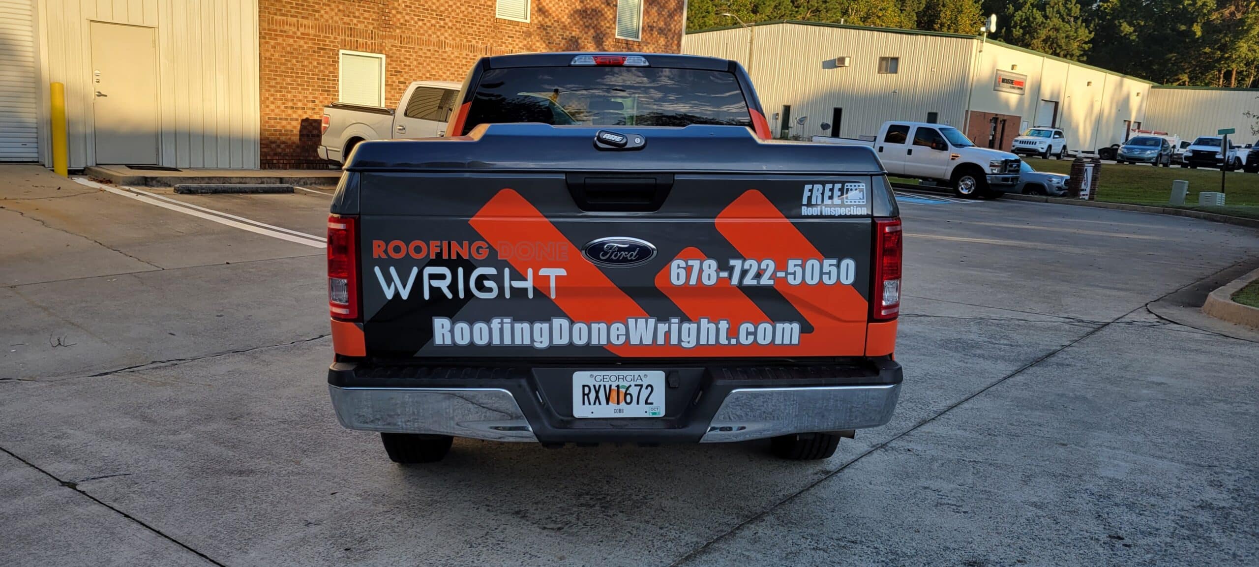 Roofing fleet truck wraps, Roofing Done Wright, Atlanta, GA, by High Stakes Creative