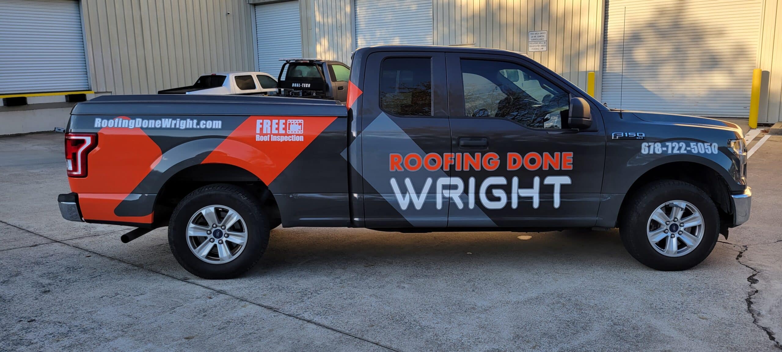 Roofing fleet truck wrap, Roofing Done Wright, Atlanta, GA, by High Stakes Creative