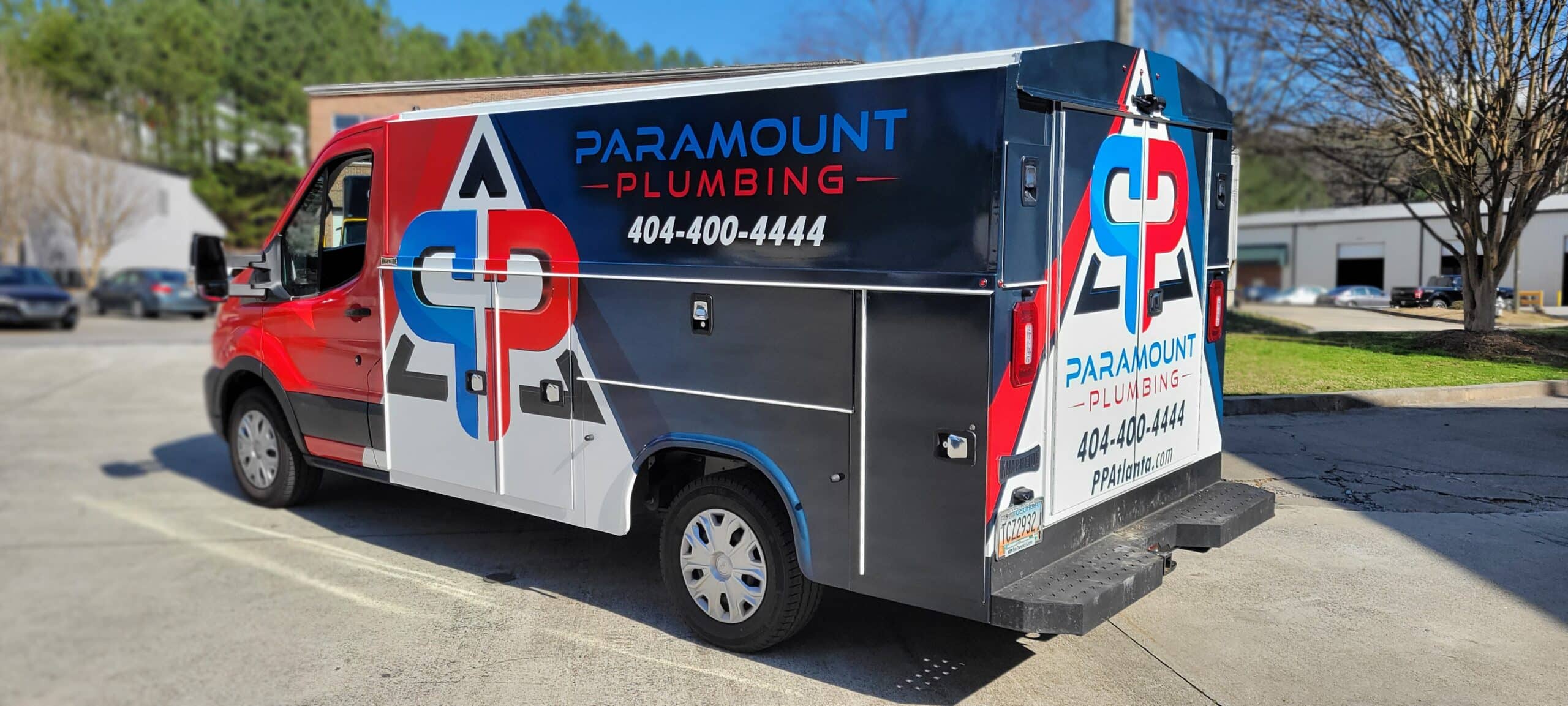 Service body van wrap, Paramount Plumbing, Buford, GA, by High Stakes Creative