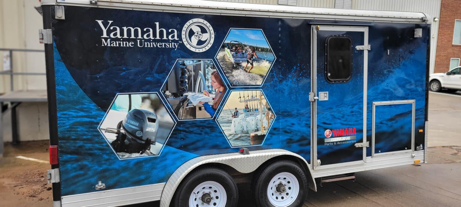 Enclosed trailer wrap side, Yamaha Marine University, Kennesaw, GA, by High Stakes Creative