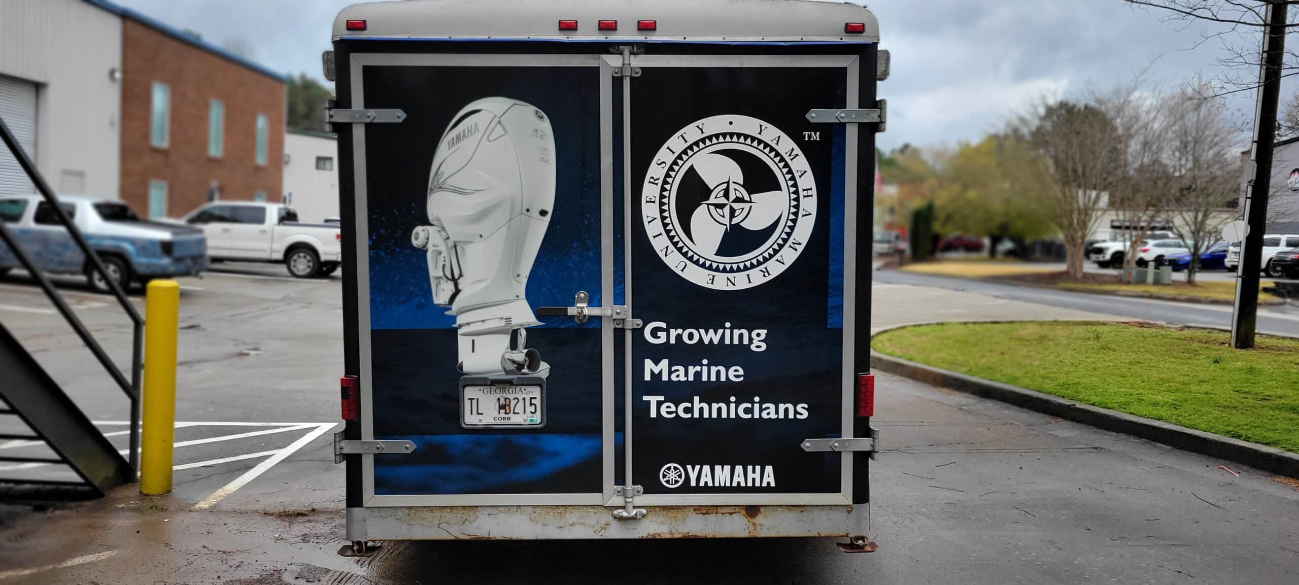 Trailer wrap rear doors, Yamaha Marine University, Kennesaw, GA, by High Stakes Creative