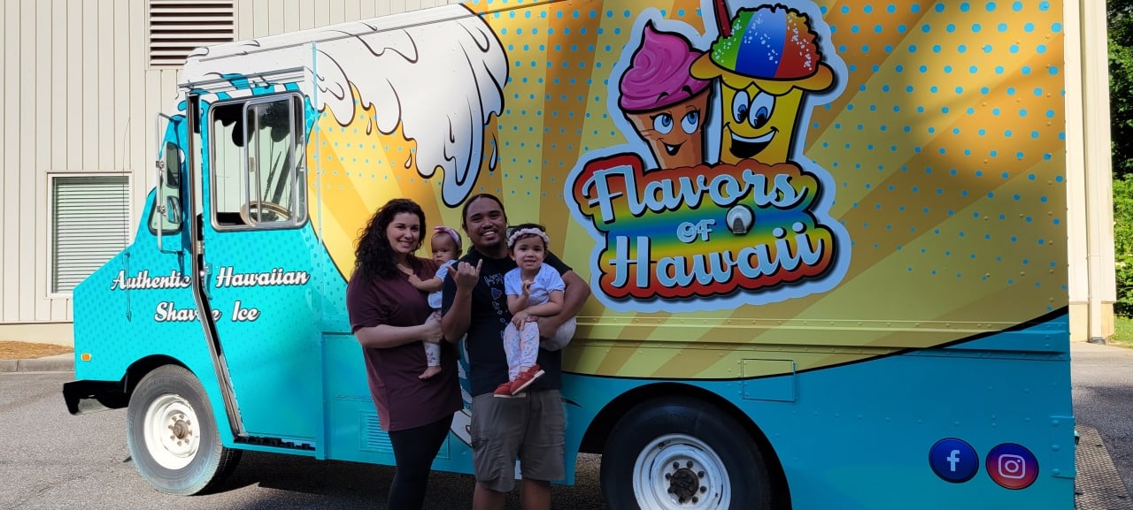 Shaved ice food truck wrap, Flavors of Hawaii, Acworth, GA, by High Stakes Creative